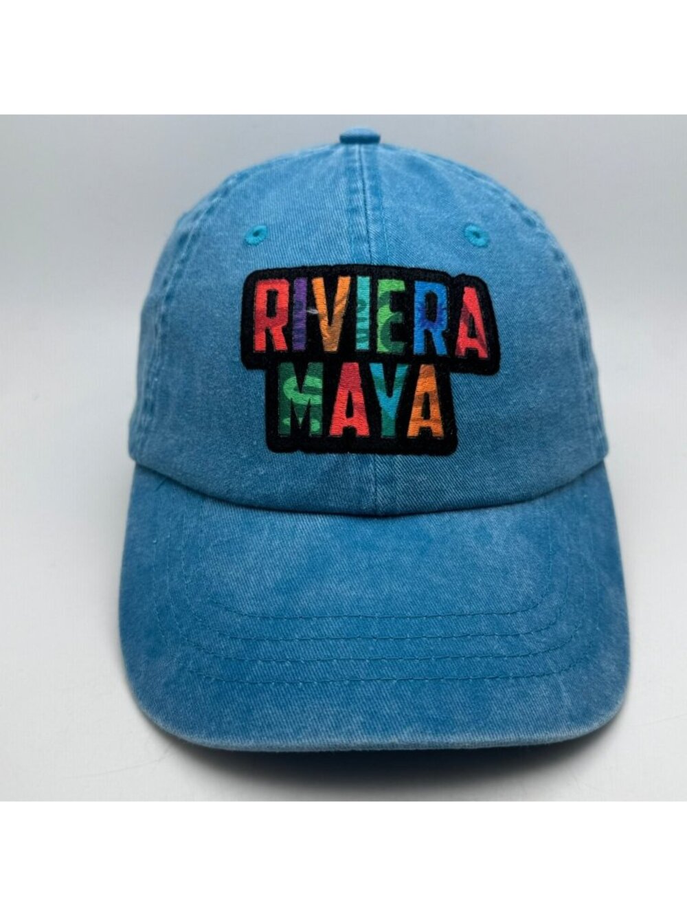 Riviera Maya Mexico Baseball Cap Hat Embroidered Patch Washed Blue Adjustable